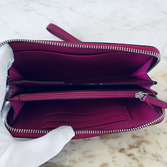 MICHAEL KORS Maroon Leather Multi Function Phone Zip Wallet Wristlet - Picture 6 of 7